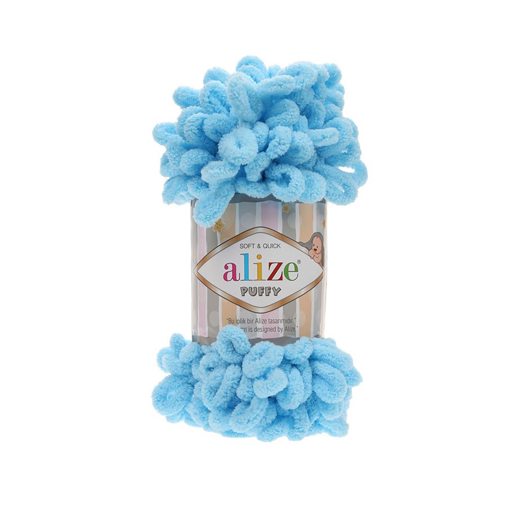 Пряжа Alize (Ализе) Puffy / уп.5 мот. по 100 г, 9м, 287 ярко-голубой
