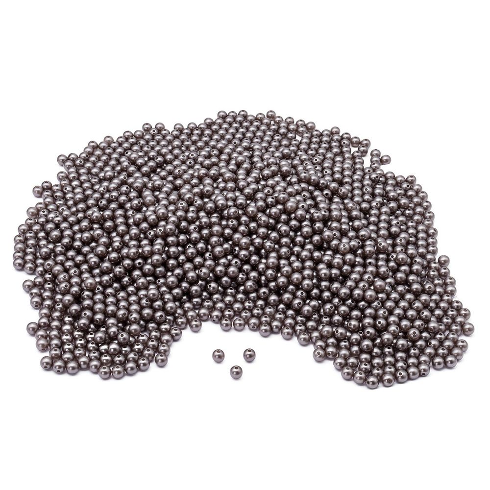 Бусины пластик под жемчуг ⌀8 мм, 500 г, цветные, круглые, A124 серый, Astra&Craft, LY-264