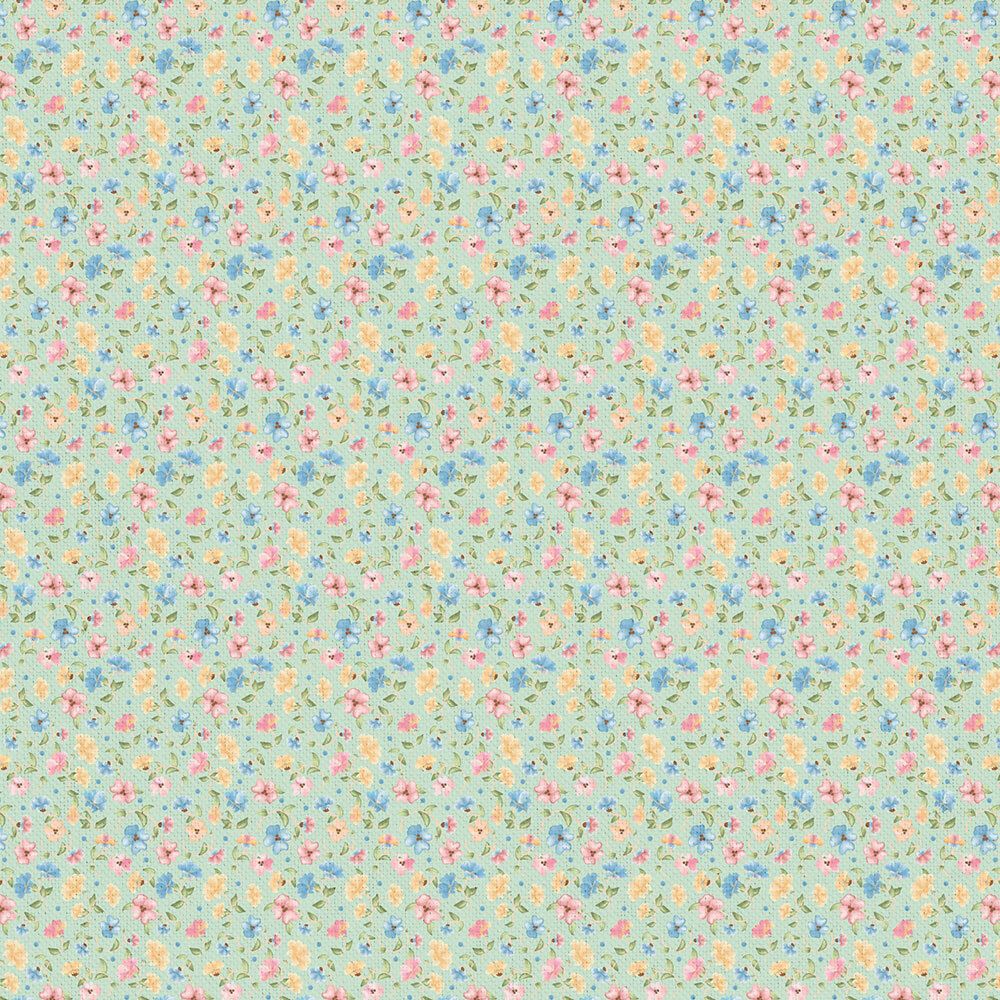 Ткань для пэчворка Peppy Нежная история, рулон 112 см / 5 метров, НИ-16 зеленый, Peppy