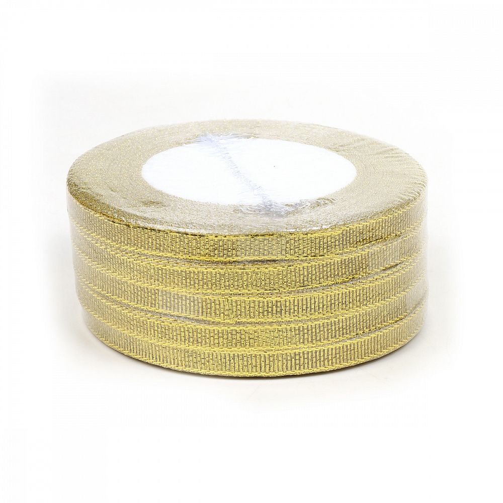 Лента парча 6 мм, цв. золото For Hobby 5шт*22.85м (±1м)