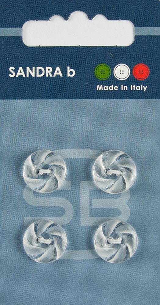 Пуговицы Sandra, 12, 5 мм, 4 шт, пластик, прозрачный, 160574