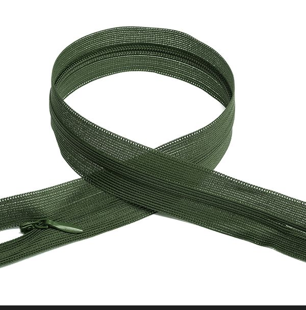Молния потайная (скрытая) Т3 (3 мм) 1 зам., н/раз., 60 см, F327 оливковый, 50 шт, Mzip