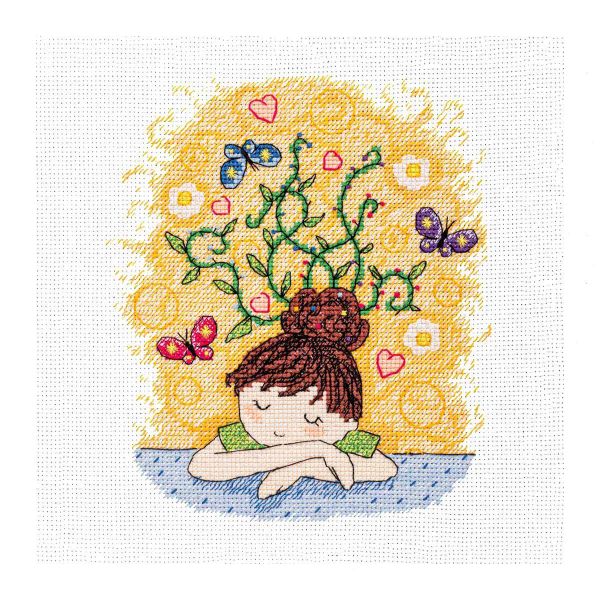 Набор для вышивания нитками Созвездие, Мечтательница 14х16см