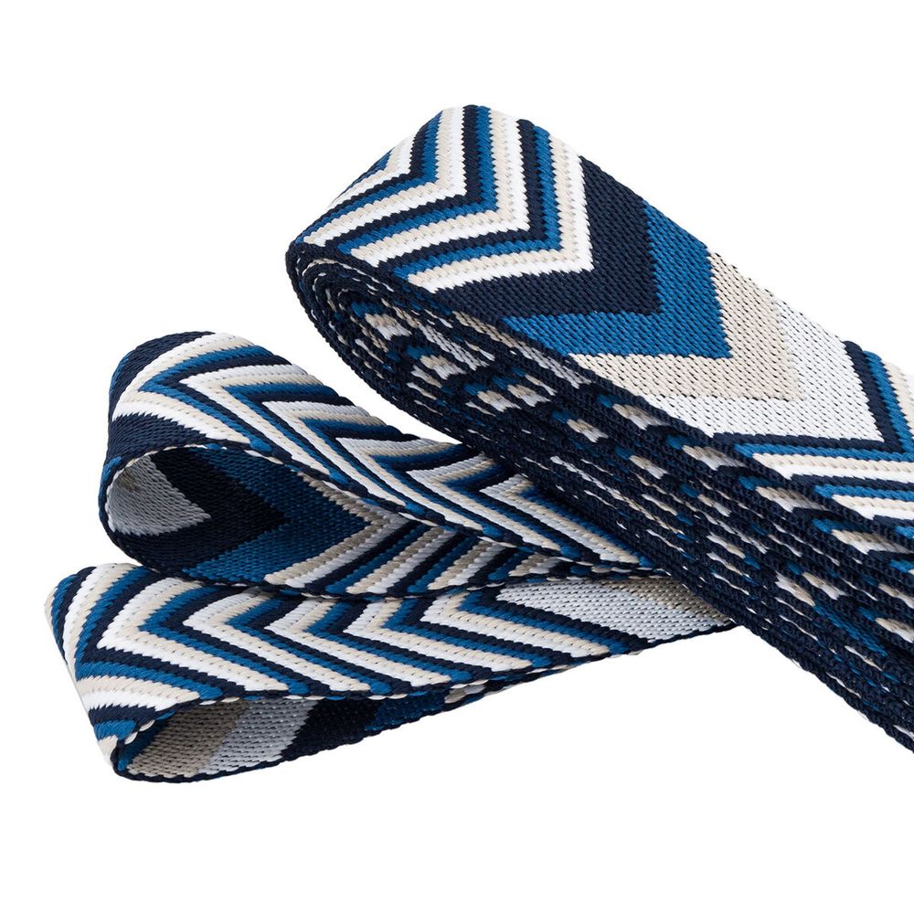 Стропа (ременная лента) 38 мм / 3 метра, [40 г/пог.м], с принтом 2-сторонняя, D149 черный/синий, 3Al354