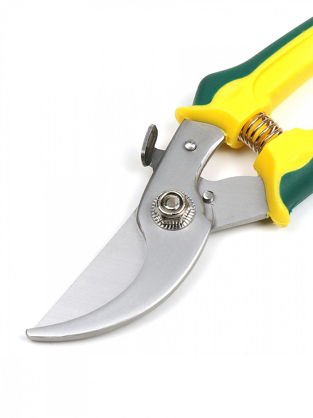 Секатор изогнутое лезвие 60/200 K6212 ручки желто-зеленый пластик, Maxwell Garden