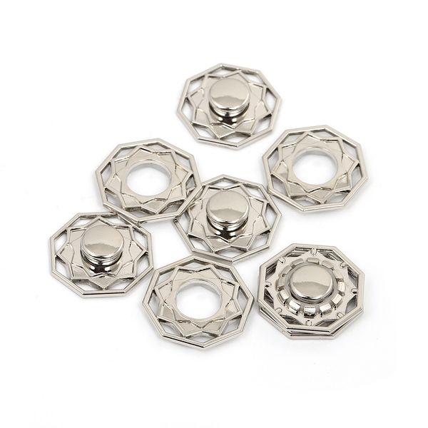 Кнопка пришивная металл ⌀23.0 мм, TBY-S0011, цв.никель уп. 20 шт, TBY