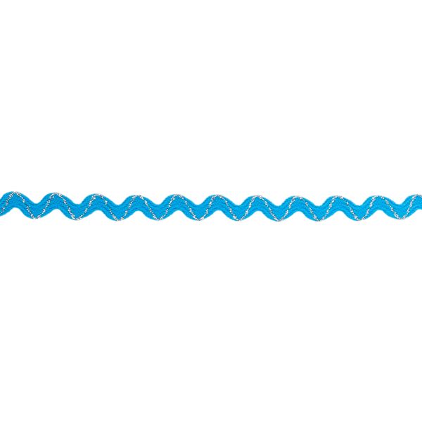 Тесьма отделочная зигзаг 9 мм, / 20 метров, голубой/под серебро, Blitz