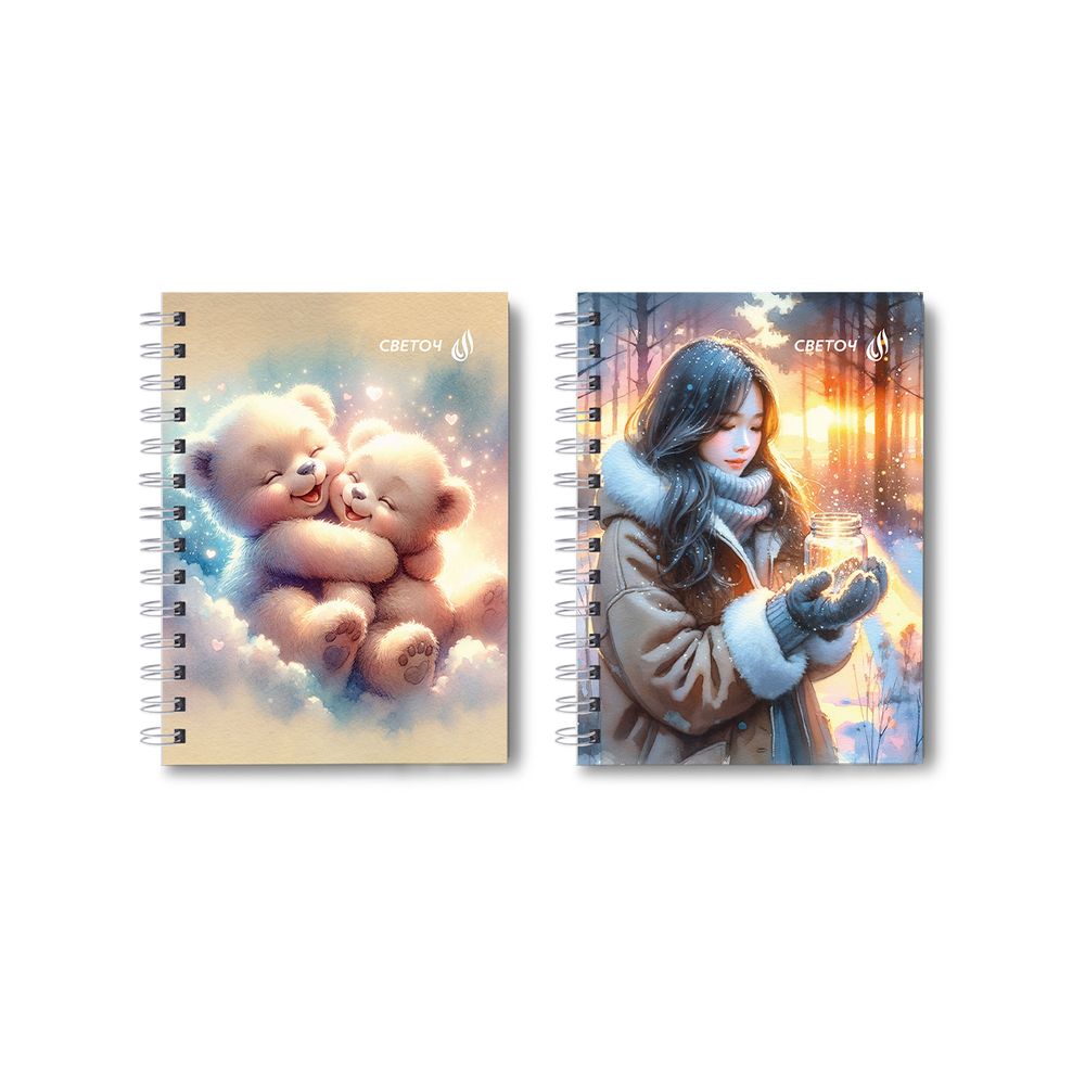 Записная книжка с твердым переплетом, глянцевая ламинация, на гребне A6 80 л. 4 шт клетка, Мои мечты 01585, ЗК221 Светоч