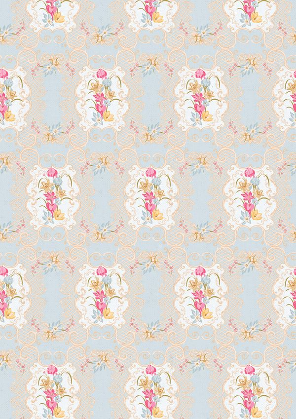 Ткань для пэчворка Peppy Весенний этюд, рулон 112 см / 5 метров, ВЭ-08 голубой, Peppy