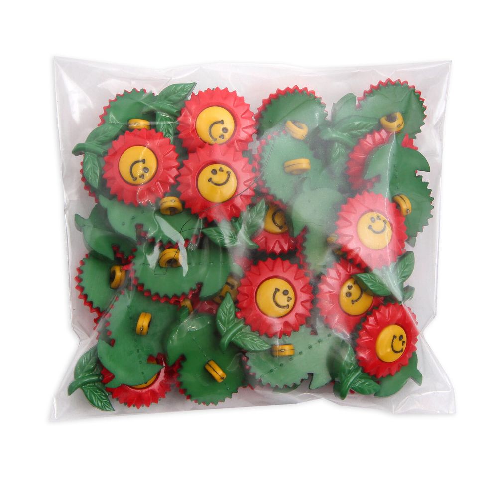 Пуговицы детские Цветок со смайлами (48378) 26мм (235/145/110), 36 шт