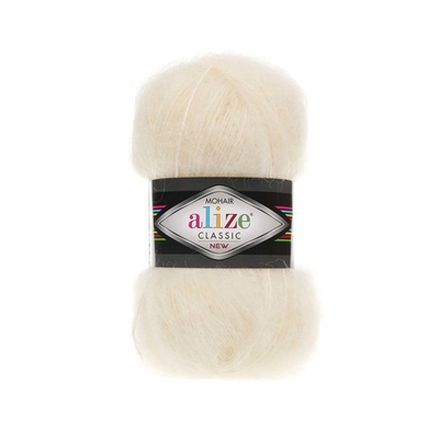 Пряжа Alize (Ализе) Mohair Classic New / уп.5 мот. по 100 г, 200м, 001 кремовый A