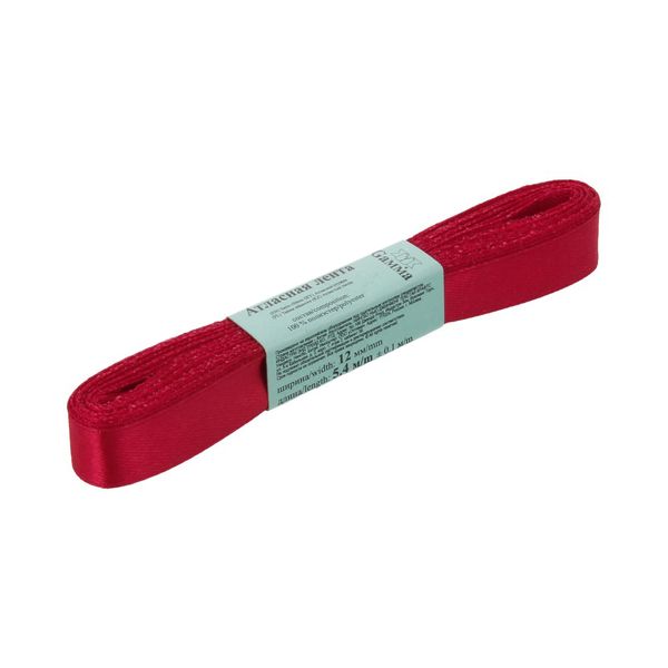 Лента атласная 1-сторонняя 12.0 мм / 10 шт по 5.4 метра, №078 т-бордовый, Gamma AL-12P