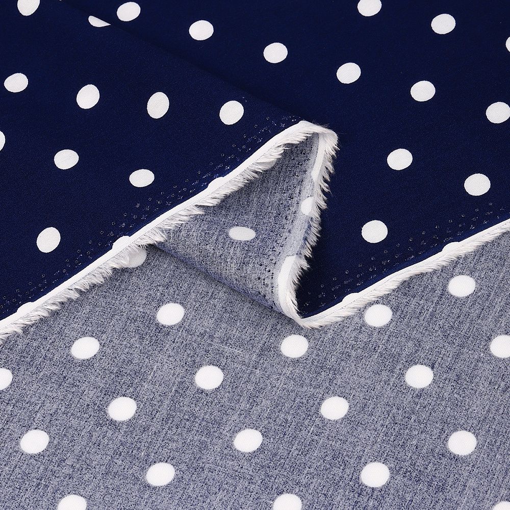 Штапель в горошек 90 г/м², 145 см / 2 метра, TBY.Vidt.02 цв.синий
