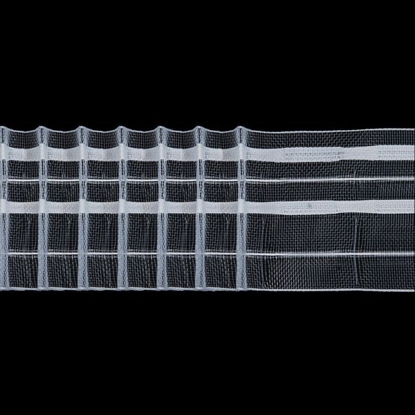 Лента (тесьма) шторная: сборка параллельная (1:2.5) 60 мм / 50 метров, (2 ряда петель, 2 шнура), прозрачный, C701M