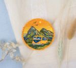 Набор для вышивания нитками Panna, Живая картина. Брошь. Поездка к закату, 5.5x5.5 см