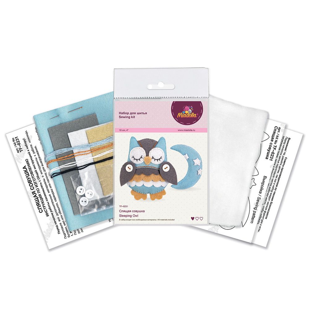 Набор для шитья игрушки Спящая совушка 10 см, Miadolla TF-0231