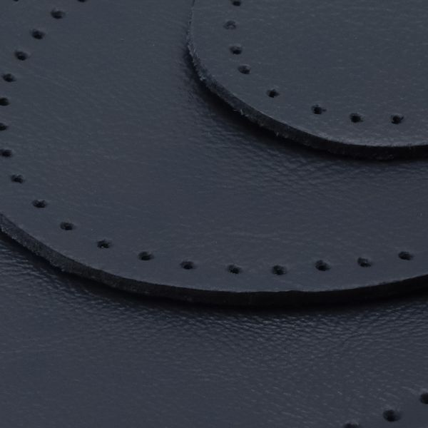 Набор заплаток пришивных из кожи, овал 4х5,5см, 6х8,2см, 8х10,9см, с перфорацией, 3 шт (05 темно-синий), 9404