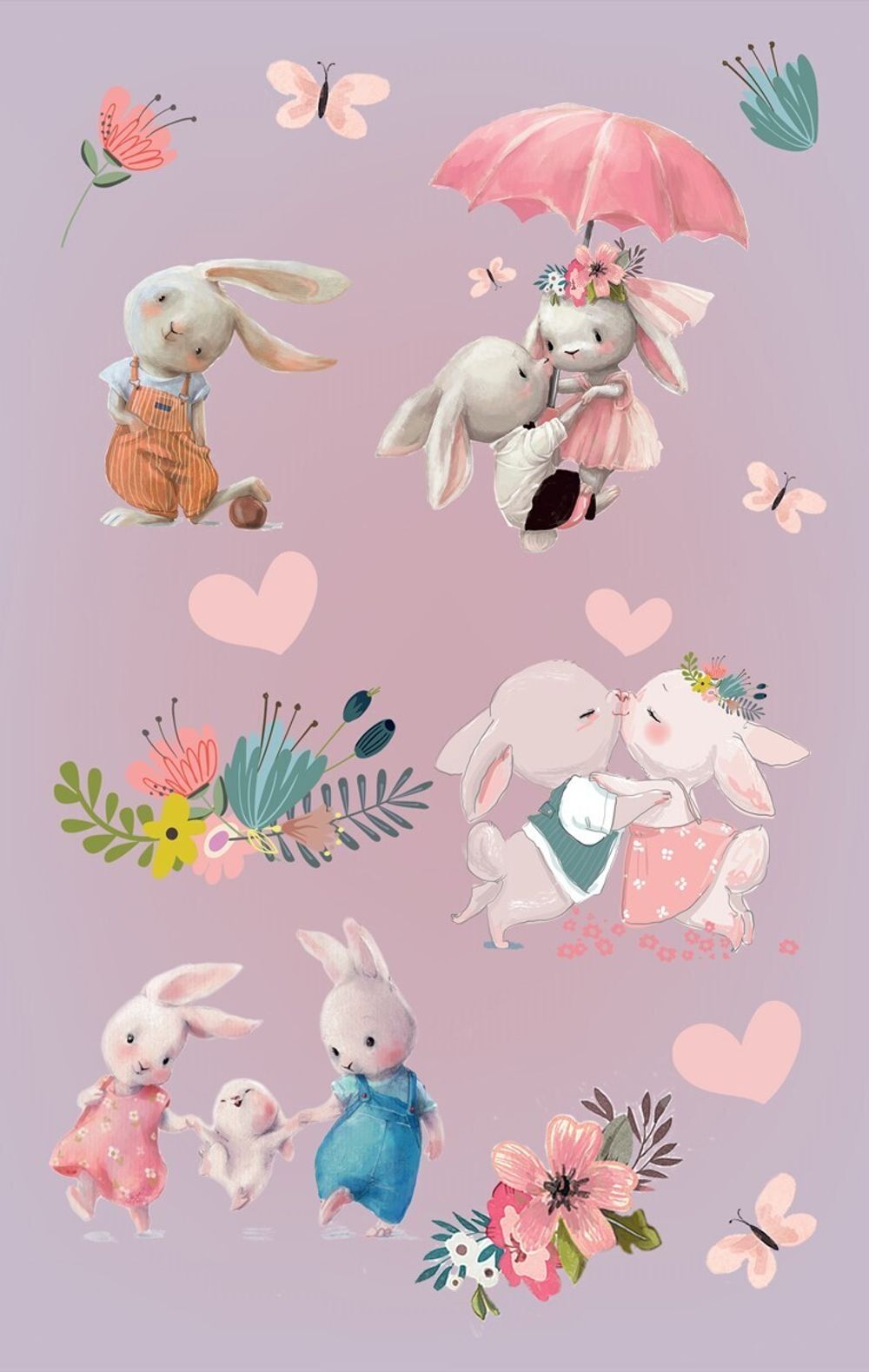 Бумага рисовая 32х22 см, 0119 Влюбленные зайчики, Love2art KPR/R