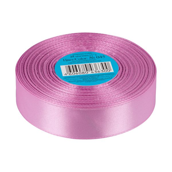 Лента атласная 1-сторонняя 25.0 мм / 33±2 метра, 045 св-лиловый, Gamma