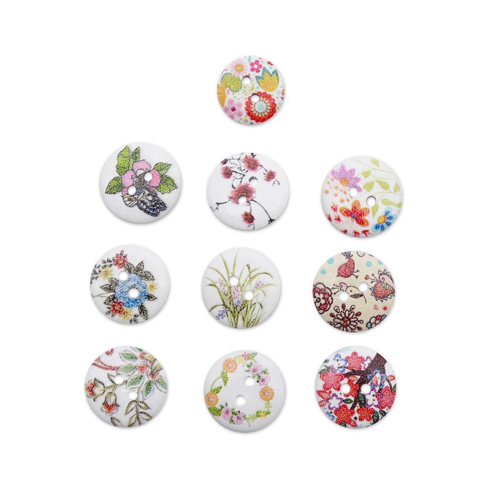 Украшения декоративные пуговицы деревянные Цветы №9, 15-18 мм, 100 шт