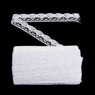 Кружево вязаное (тесьма) хлопковое 20 мм / 9.14 метров, белоснежный