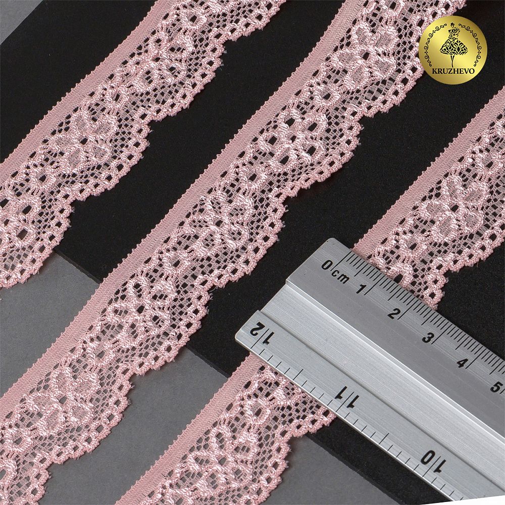 Кружево эластичное (стрейч) 25 мм / 5 метров, TBY.8032, цв.152 коралловый