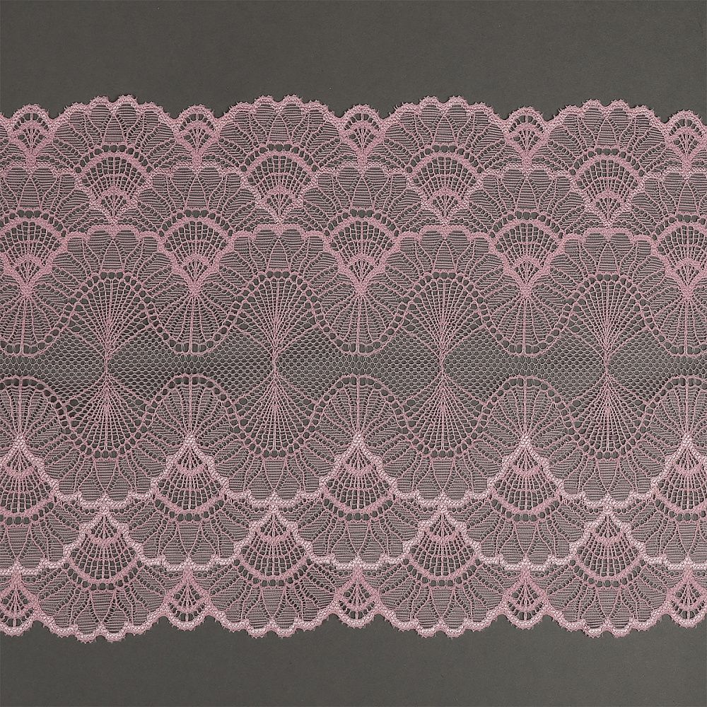 Кружево эластичное (стрейч) 8034 195мм цв.F134 розовый, 10 м, Kruzhevo