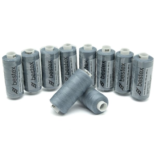 Нитки швейные бытовые Bestex 40/2, 365 м (400 ярд) / 10 кат., 318 стальной серый