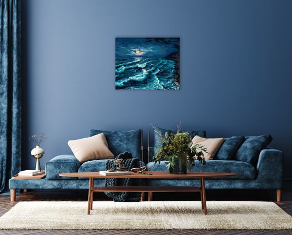 Картина по номерам Фрея, Лунная ночь на море, 50х40 см