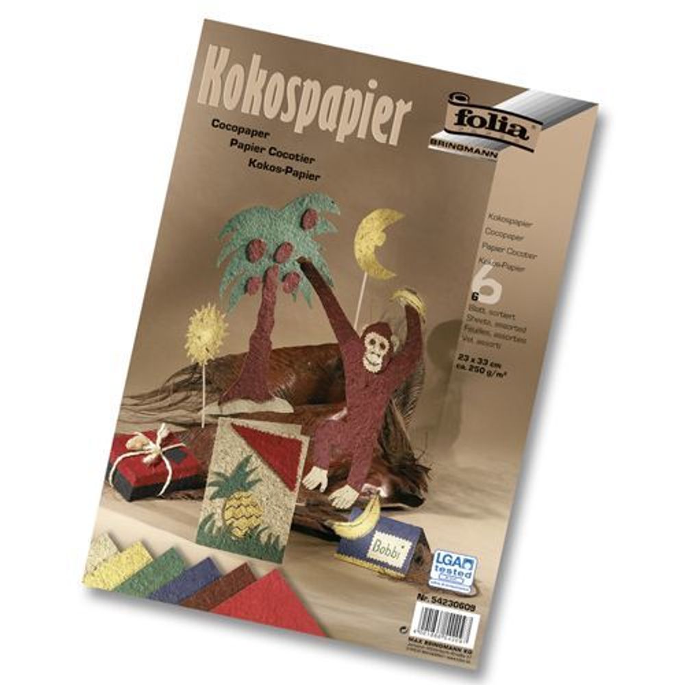 Бумага кокосовая, 250 гр/м², 23х33 см, 6 листов, Folia /TOS/