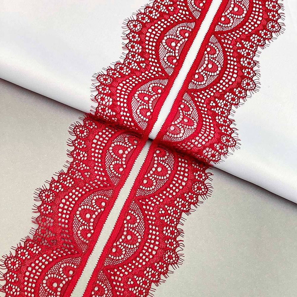 Кружево эластичное (стрейч) 60 мм / 2.7 метра, C520 темно-красный, QYE-021