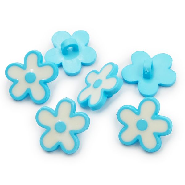 Пуговицы детские Цветы (IA041-W2) 24L/1, 6 шт, (D54 голубой), Magic Buttons