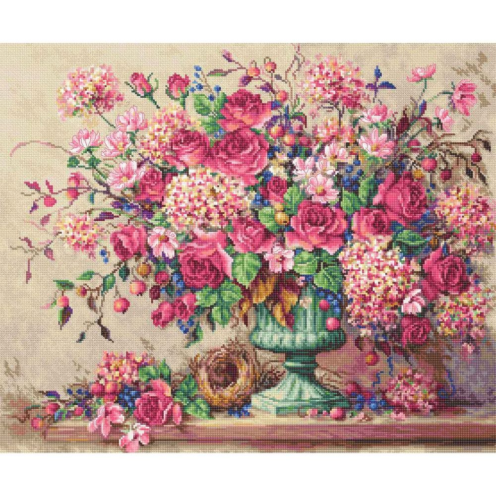 LetiStitch, Букет розовых цветов 44х36,5см