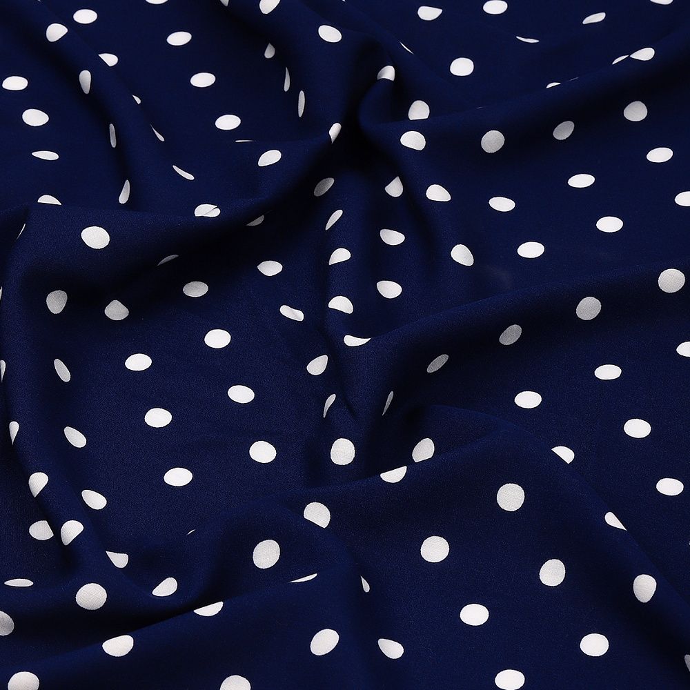 Штапель в горошек 90 г/м², 145 см / 2 метра, TBY.Vidt.02 цв.синий