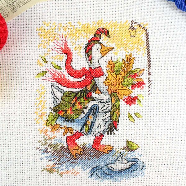 Набор для вышивания нитками МП Студия, Осенняя прогулка 18х13см