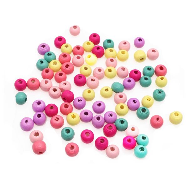 Бусины дерево ⌀8 мм, цветной микс, 18 г, Astra&Craft, Светлый микс