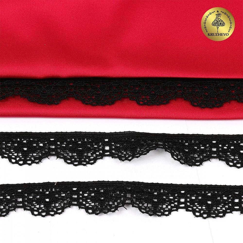 Кружево эластичное (стрейч) 15 мм, TBY.8031, 02 черный, 700м, Kruzhevo