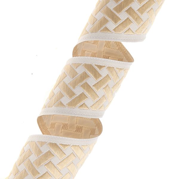 Лента (тесьма) жаккардовая 35.0 мм / 10±0.5 метров, бордюр Плетеный орнамент 35274 V7 золото