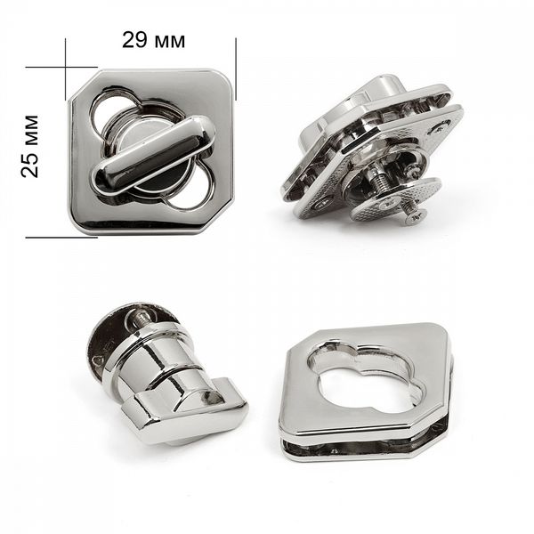 Замок для сумки 35х39мм, TBY.1355, цв.никель, уп.2 шт