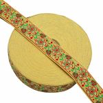 Лента (тесьма) жаккардовая 32.0 мм / 25±1 метров, с метанитом рис. 9565 Яблоневый цвет (2 желтый) С3104Г17