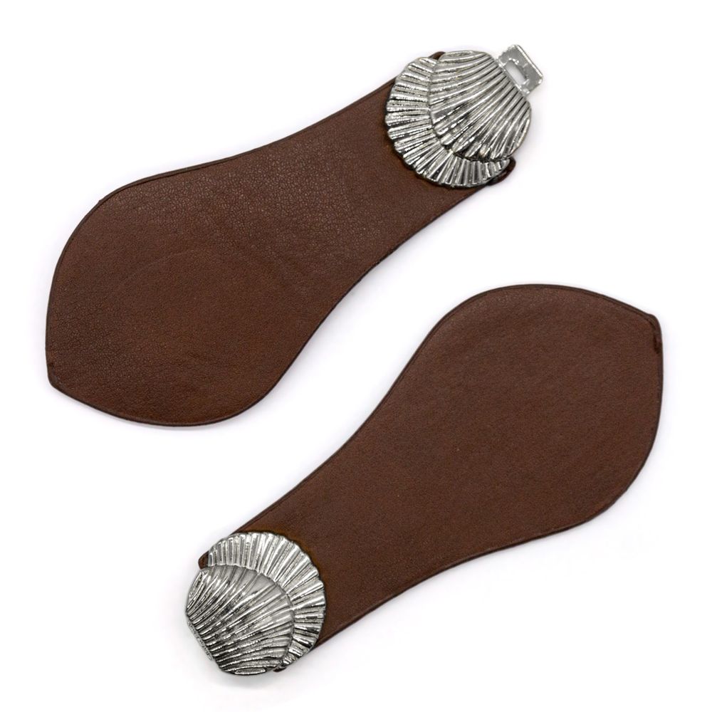 Фурнитура застежка для кардигана кожаная №6 коричневая 21,5 (никель), 2 шт