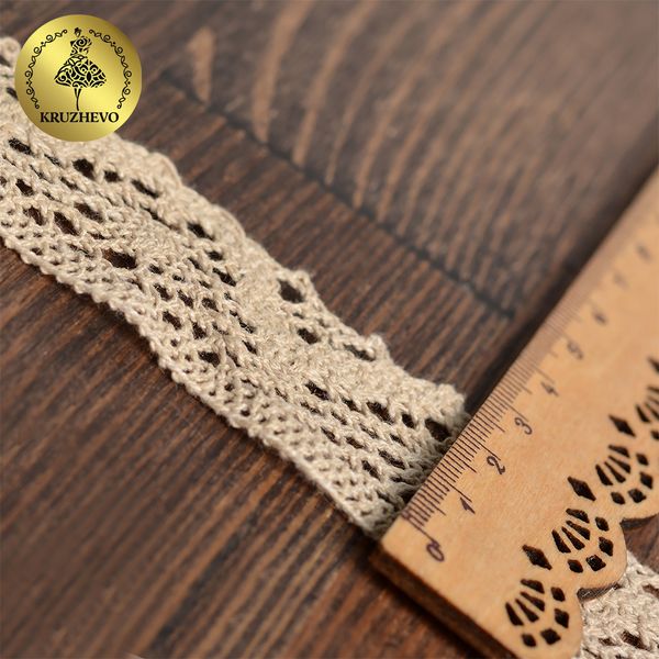 Кружево вязаное (тесьма) 30 мм / 10 метров, диз. 298, цв.35 кремовый, Kruzhevo