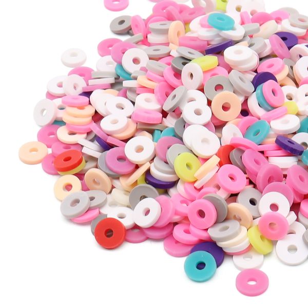 Бусины полимерная глина ⌀6 мм, плоские, 20г, Astra&Craft (B26 розовый микс)