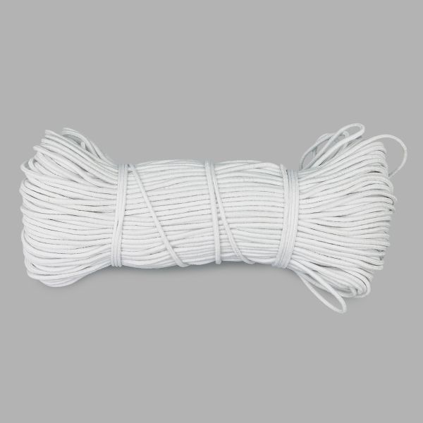 Резинка шляпная (шнур эластичный) ⌀1.5 мм / 50 метров, белый