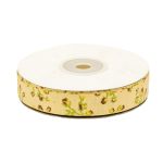 Лента репсовая (в рубчик) Розочки 1,5см*22.86 м (бежевый)