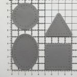 Набор заплаток пришивных из кожи, круг, квадрат, треугольник, овал 4см, с перфорацией, 4 шт (07 серый), 9703