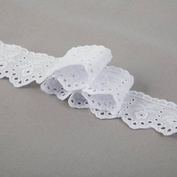 Кружево шитьё 40 мм / 9±0.2 метров, Турция, белый, Gamma GYEM-4002