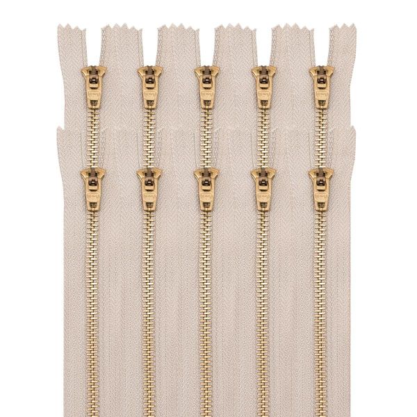 Молния металл джинсовая Т5 (5 мм) 1 зам., н/раз., 16 см, бежевый, 39093/16-3, 10 шт