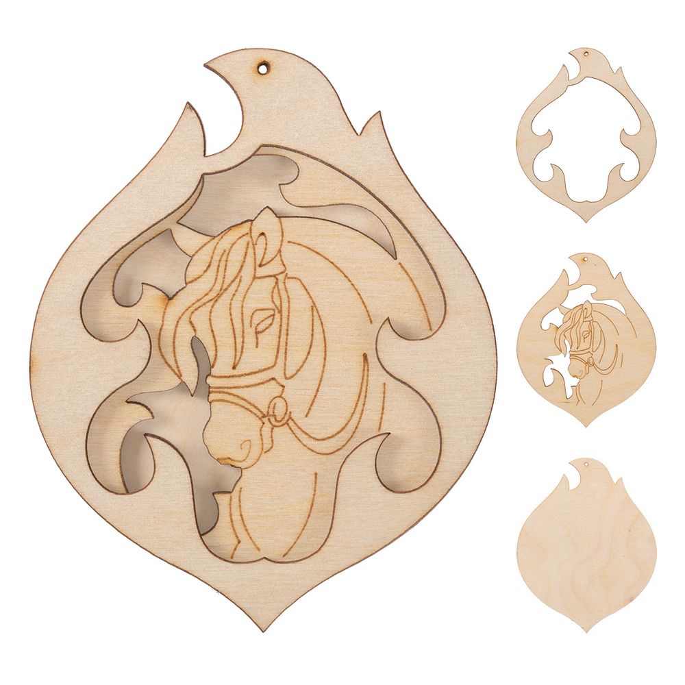 Заготовка из фанеры Подвеска Лошадь 3D 8х10х0.3 см, Mr.Carving, ВД-1265 Заготовка из фанеры Подвеска Лошадь 3D 8х10х0.3 см, Mr.Carving, ВД-1265