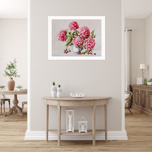 Алмазная (кристальная) мозаика Фрея, Пионы и вишни, 40х30 см